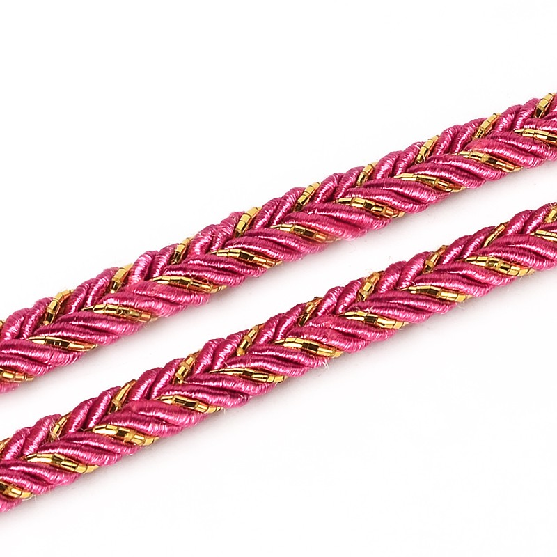 PandaHall Braided Cloth Threads Cords for Bracelet Making, DeepPink, 6mm; about 50yards/roll Cloth Pink