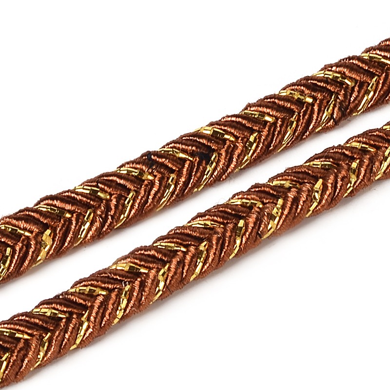 PandaHall Braided Cloth Threads Cords for Bracelet Making, Sienna, 6mm; about 50yards/roll Cloth Brown