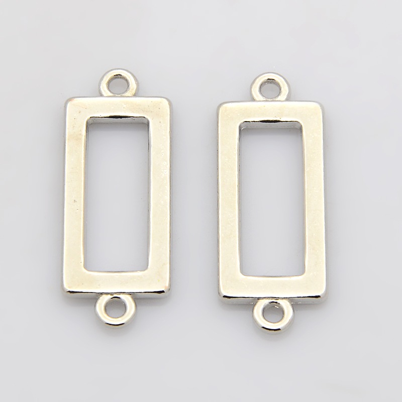 PandaHall Alloy Links, Chandelier Components, Lead Free, Rectangle, Platinum, 30x11.5x2mm, Hole: 2mm Alloy Rectangle