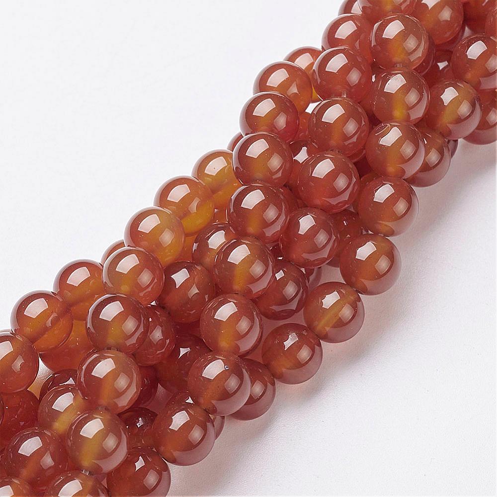 PandaHall Gemstone Beads Strands, Carnelian, Dyed, Round, DarkOrange, about 8mm in diameter, hole: 1mm; about 50pcs/strand, 15~16" Carnelian...