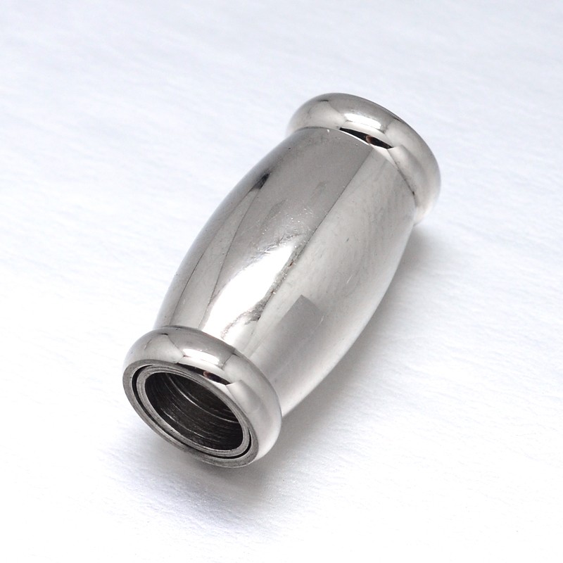 PandaHall 304 Stainless Steel Magnetic Clasps, Oval, Stainless Steel Color, 14x7mm, Hole: 3mm Stainless Steel Oval