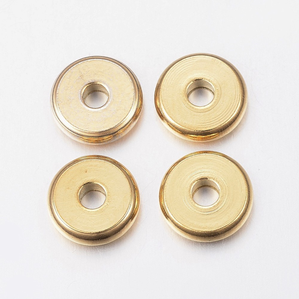 PandaHall 304 Stainless Steel Bead Spacers, Donut, Golden, 10x2.5mm, Hole: 3mm Stainless Steel Donut