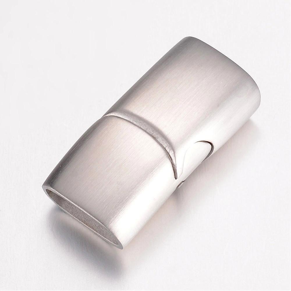 PandaHall 304 Stainless Steel Magnetic Clasps, Frosted, Rectangle, Stainless Steel Color, 24x12x7.5mm, Hole: 5x10mm Stainless Steel...