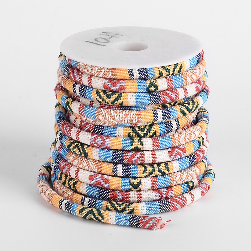 PandaHall Ethnic Cord Polyester Cords, Colorful, 7x5mm, 10yards/roll Polyester