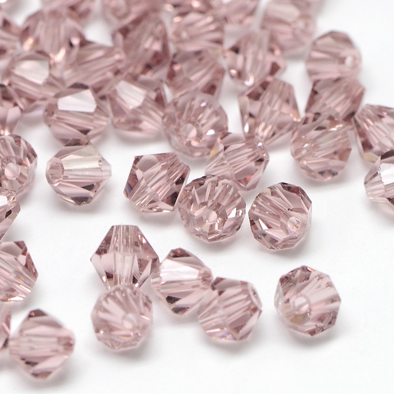 PandaHall Imitation 5301 Bicone Beads, Transparent Glass Faceted Beads, Plum, 4.5x4mm, Hole: 1mm; about 720pcs/bag Glass Bicone Purple