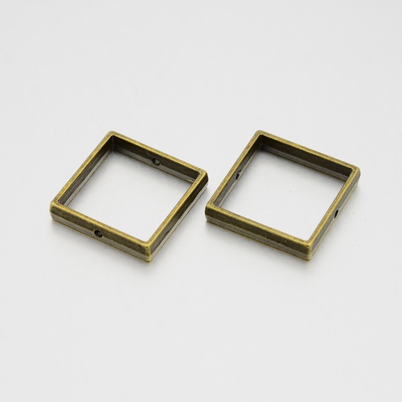 PandaHall Tibetan Style Beads, Lead Free & Cadmium Free & Nickel Free, Antique Bronze Color, Square Ring, 20x20x4mm, Hole: 1mm Alloy Ring