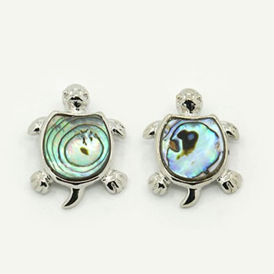 PandaHall Abalone/Paua Shell Pendants, with Brass Findings, Tortoise, Platinum Metal Color, Colorful, 26x21x4.5mm, Hole: 3x5mm Paua Shell...