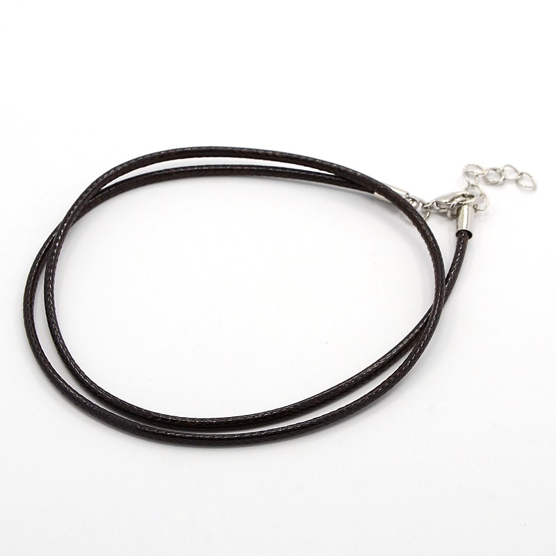 PandaHall Waxed Cord Necklace Making, with Brass Lobster Claw Clasps and Brass Tail Chains, Black, 18" Waxed Cotton Cord Black