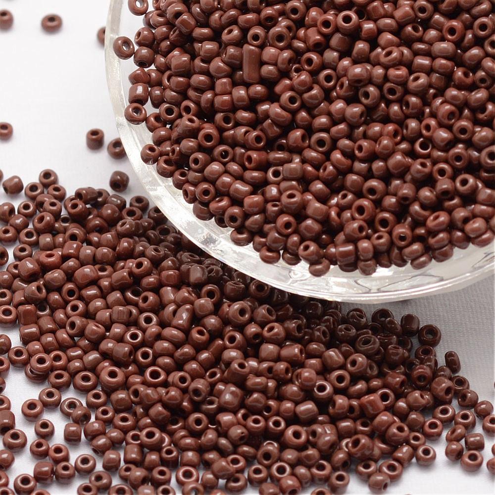 PandaHall 8/0 Glass Seed Beads, Grade A, Round, Opaque Colours, CoconutBrown, 2.8~3.2mm, Hole: 1.0mm; about 1500pcs/50g Glass Brown