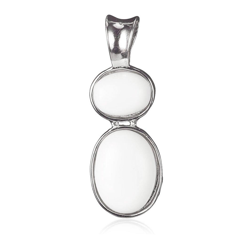 PandaHall Natural White Jade Pendants, with Brass Findings, Oval, Platinum, 45x15x6mm, Hole: 6x8mm White Jade Oval