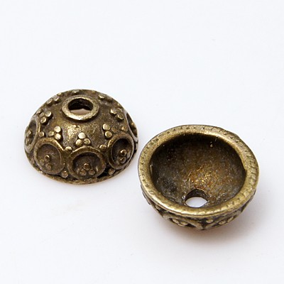 PandaHall Alloy Bead Caps, Lead Free & Nickel Free, Antique Bronze, 10x5mm, Hole: 2mm Alloy