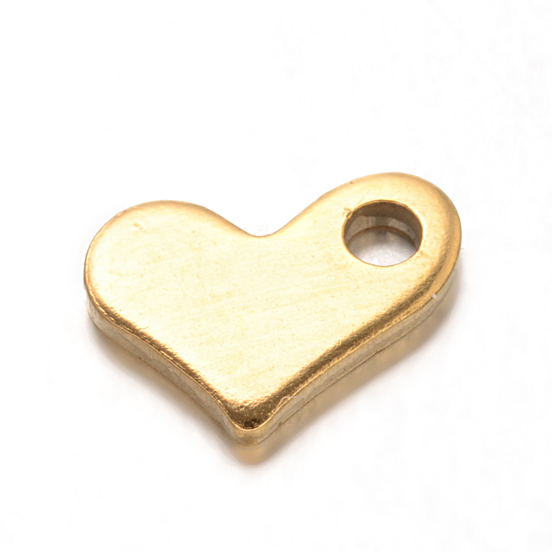 PandaHall Heart 304 Stainless Steel Charms, Golden, 8.5x6.5x1mm, Hole: 1.5mm Stainless Steel Heart