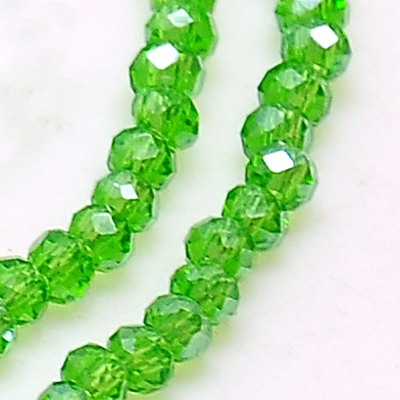PandaHall Electroplate Glass Beads Strands, AB Color Plated, Faceted, Rondelle, Green, 2.5x2mm, Hole: 0.8mm; about 197pcs/strand, 16.9"...