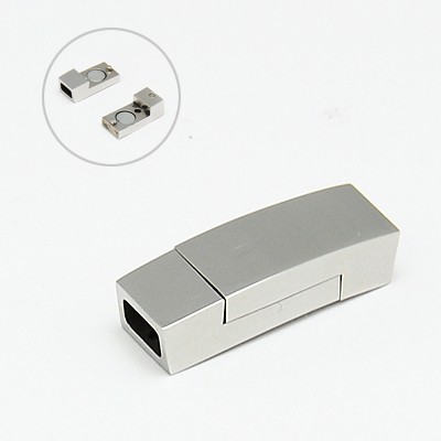 PandaHall 304 Stainless Steel Magnetic Clasps, Rectangle, 23x7.5x6mm, Hole: 3x5mm Stainless Steel Rectangle