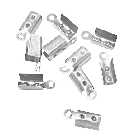 PandaHall Cord Ends, Iron, Platinum Color, 12x5x4.1mm, hole: 1.5mm Iron