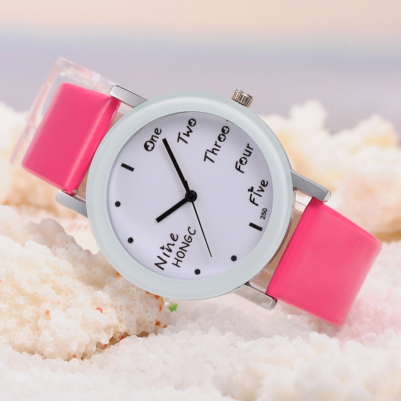 PandaHall Women's PU Leather Quartz Wrist Watches, with Platinum Tone Alloy Watch Head, DeepPink, 225x18mm; Watch Head: 46x39x8mm; Watch...