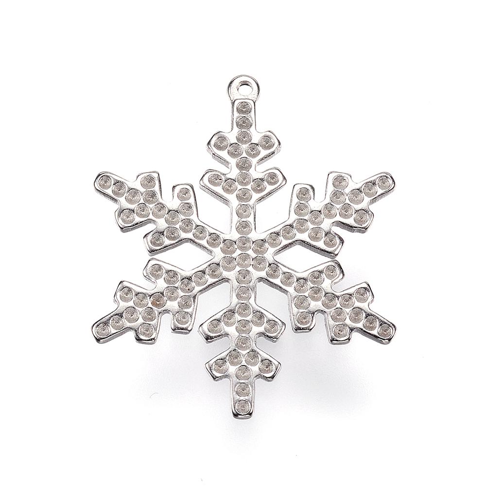 PandaHall 304 Stainless Steel Pendant Rhinestone Settings, Snowflake, Stainless Steel Color, 36x30x1.5mm, Hole: 1mm; Fit For 1mm Rhinestone...