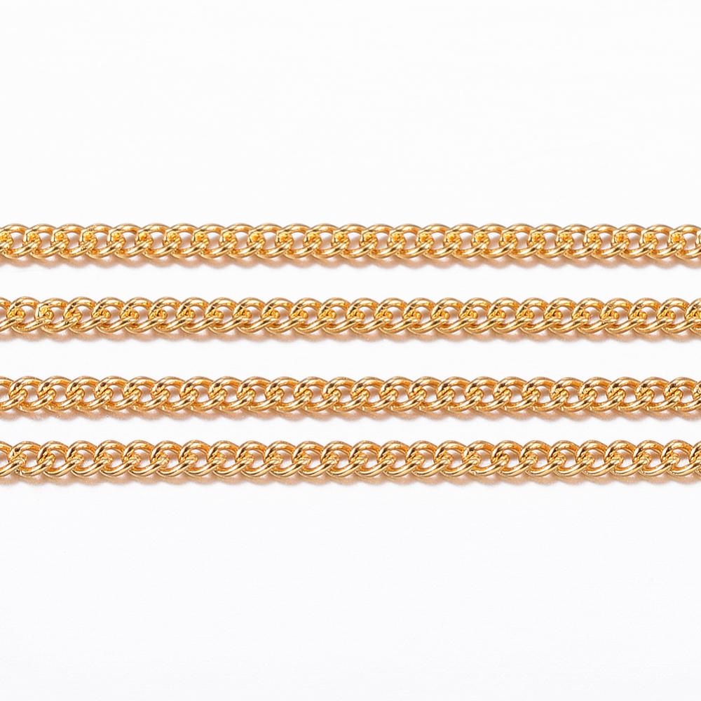 PandaHall 304 Stainless Steel Twisted Chains, Curb Chains, with Spool, Golden, 1.2x1.1x0.3mm, about 10m/roll Stainless Steel