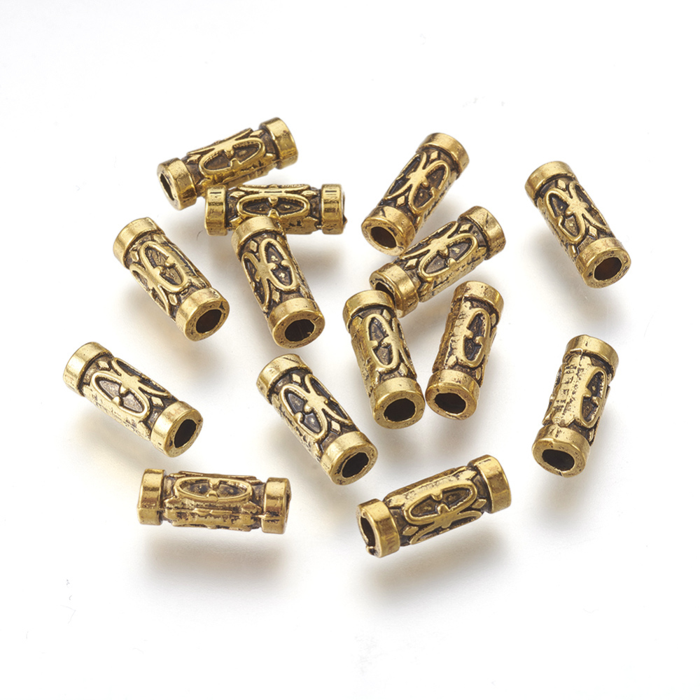 PandaHall Tibetan Style Beads, Antique Golden Color, Lead Free & Nickel Free & Cadmium Free, Tube, Size: about 5mm in diameter, 13mm long...