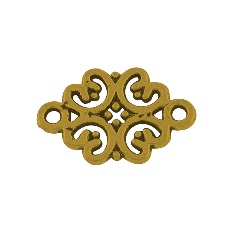 PandaHall Tibetan Style Alloy Flower Links, Lead Free , Antique Golden, 13x19.5x1mm, Hole: 2mm Alloy Flower