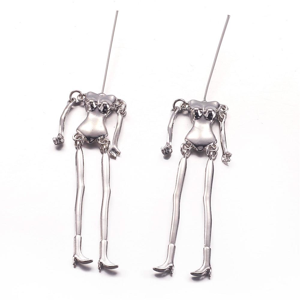 PandaHall Tibetan Style Alloy Human Body Skeleton For DIY Toy Doll Makings, Lead Free & Cadmium Free & Nickel Free, Platinum, 115x18x6mm;...