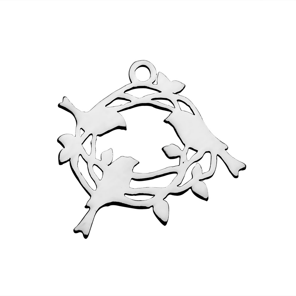 PandaHall 304 Stainless Steel Pendants, Bird, Stainless Steel Color, 18x20x1.1mm, Hole: 1.5mm Stainless Steel Bird