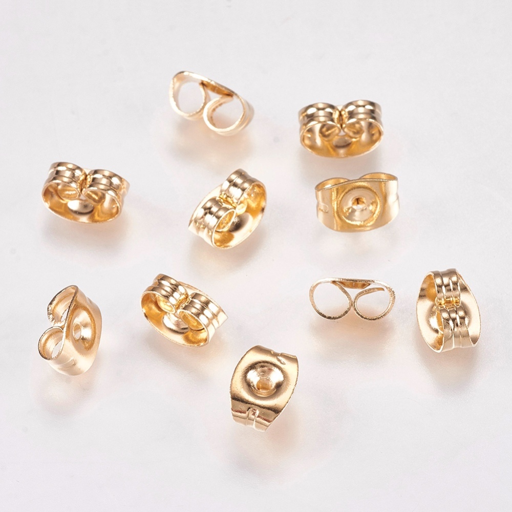 PandaHall 304 Stainless Steel Ear Nuts, Light Gold, 6x4.5x3mm, Hole: 0.8mm Stainless Steel