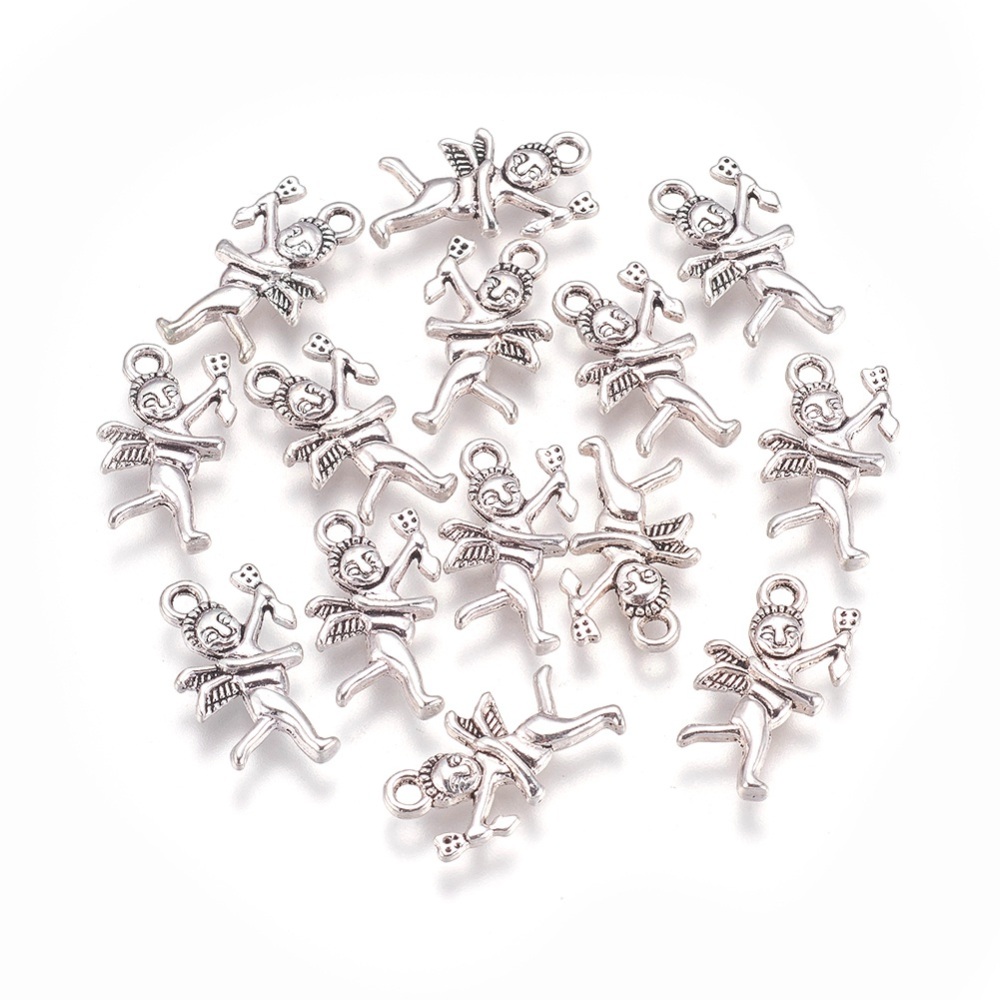 PandaHall Tibetan Style Drink Charms, Lead Free & Cadmium Free & Nickel Free, Cupid, Antique Silver Color, about 13mm wide, 21mm long, 3mm...