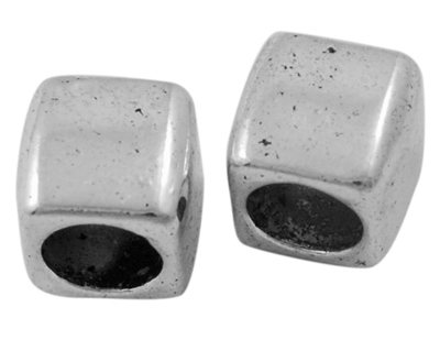 PandaHall Tibetan Style European Beads, Large Hole Beads, Lead Free & Cadmium Free, Cube, Antique Silver, about 6mm long, hole: 4mm Alloy...