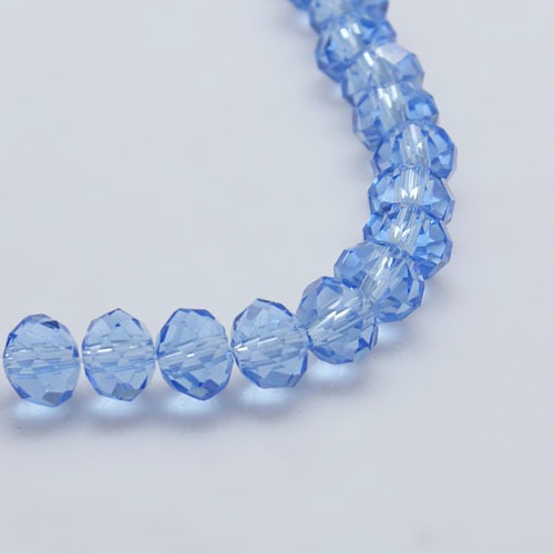 PandaHall Transparent Glass Bead Strands, Faceted, Rondelle, CornflowerBlue, 6x4mm, Hole: 1mm; about 101pcs/strand, 18.5" Glass Rondelle...