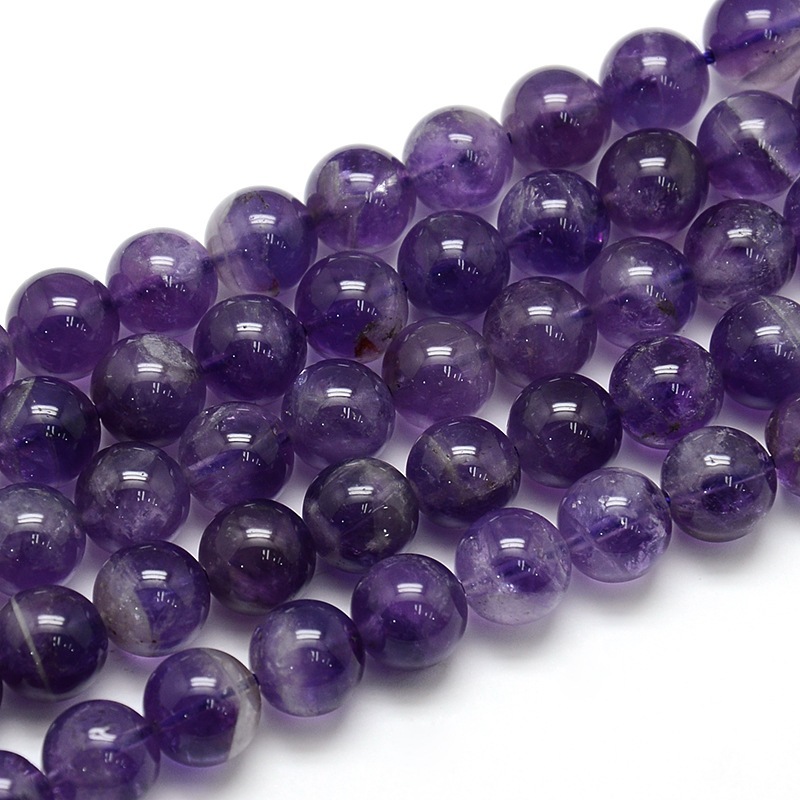 PandaHall Natural Amethyst Round Bead Strands, Grade AB, 10mm, Hole: 1mm; about 39pcs/strand, 15.74" Amethyst Round