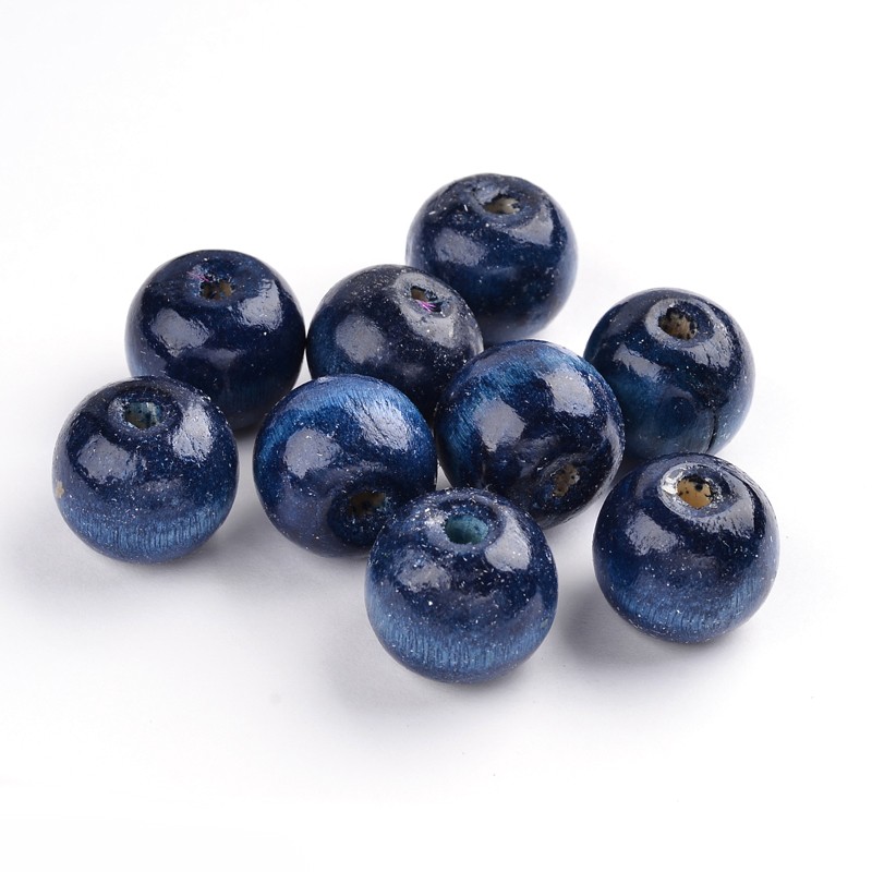 PandaHall SlateBlue Wood Round Chunky Beads for Jewelry Making, Dyed, about 19~20mm in diameter, 17.5~18mm thick, hole:4.5mm Wood Round Blue