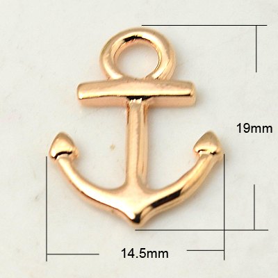 PandaHall Tibetan Style Pendants, Anchor, Rose Gold, 19x14.5x1.5mm, Hole: 3mm Alloy Anchor & Helm