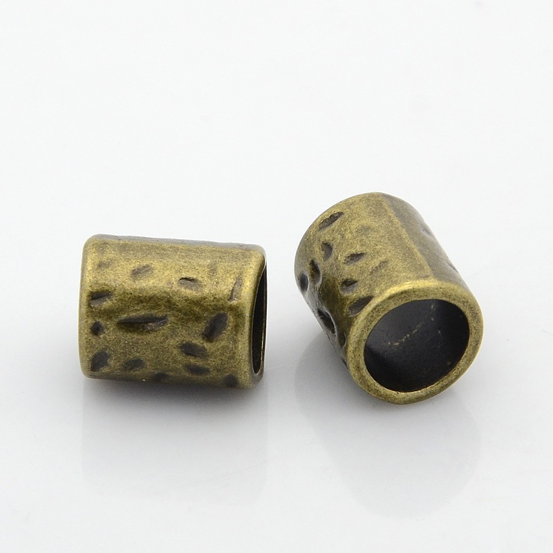PandaHall Tibetan Style Alloy Beads, Large Hole Column Beads, Nickel Free, Antique Bronze, 16x13mm, Hole: 9mm Alloy Column