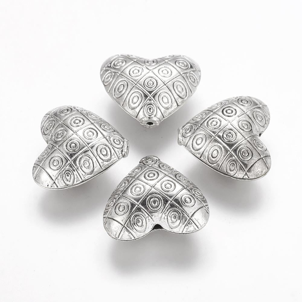 PandaHall Tibetan Silver Beads, Mother's Day Gifts Making, Lead Free & Cadmium Free, Heart, Antique Silver, about 22mm long, 19mm wide, 10mm...