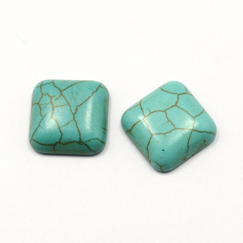 PandaHall Craft Findings Synthetic Turquoise Flat Back Cabochons, Dyed, Square, DarkCyan, 10x10x4mm Synthetic Turquoise Square Cyan