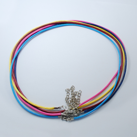 PandaHall Imitation Leather Necklace Cords, with Platinum Color Iron Lobster Clasps and Iron Chains, Mixed Color, 18" Imitation Leather...