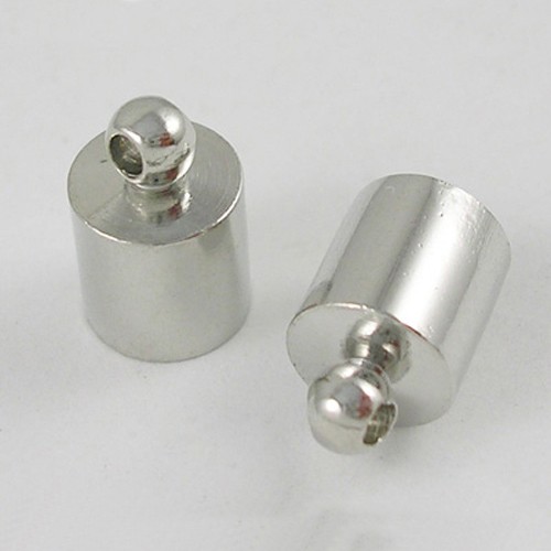 PandaHall Platinum Color Brass Cord Ends, Nickel Free, 10x6x5.5mm, Hole: 1.2mm Brass