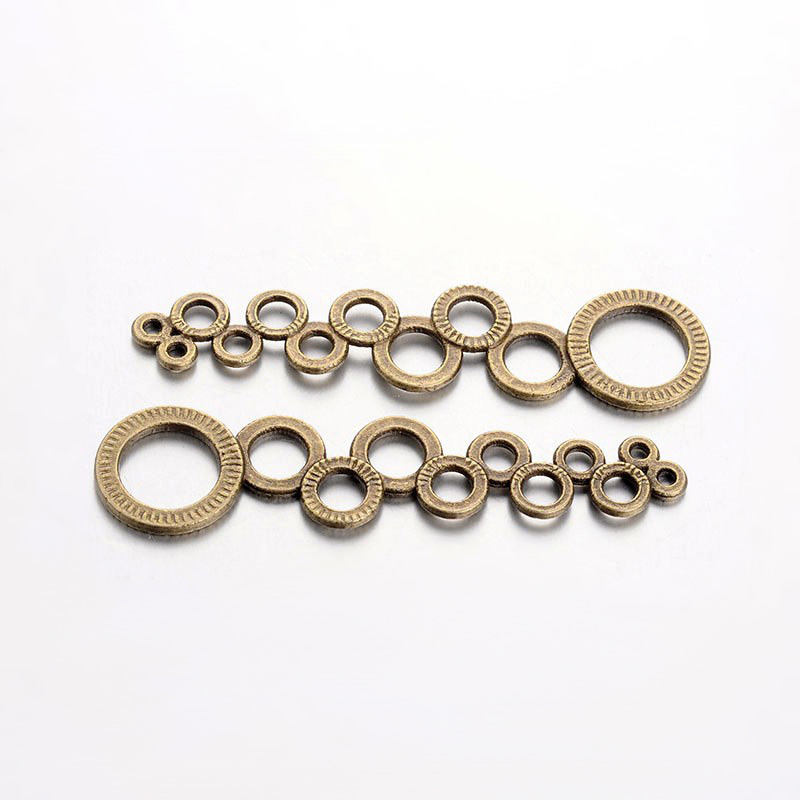 PandaHall Tibetan Style Pendants, Focal Circles, Lead Free & Nickel Free, Antique Bronze, 46x12x1mm, Hole: 1~7mm Alloy Ring