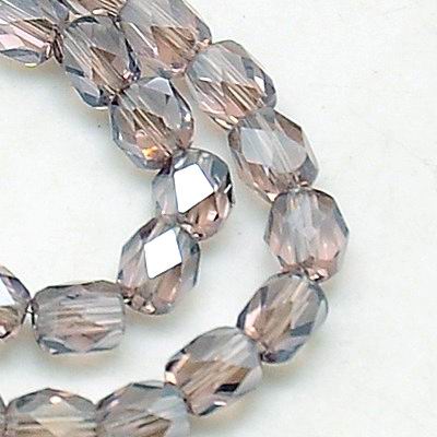 PandaHall Electroplate Glass Beads Strands, Pearl Luster Plated, Faceted, Cube, Thistle, 6x6x6mm, Hole: 1mm; about 71pcs/strand, 16.5" Glass...