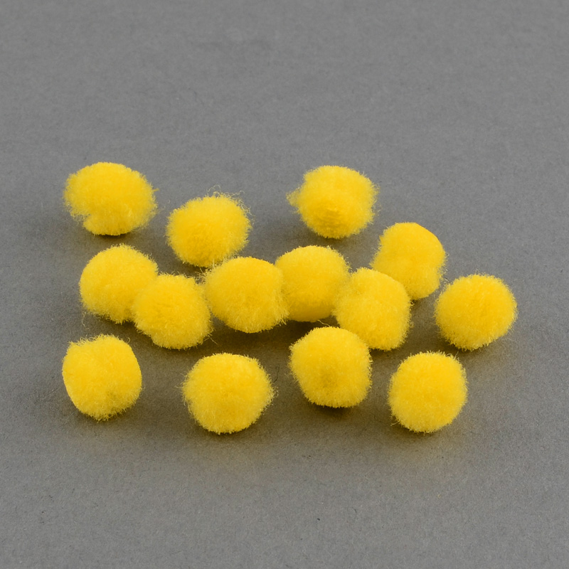 PandaHall Round Wool Pom Pom Ball Beads, Yellow, 20mm Wool Yellow