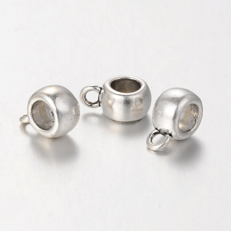 PandaHall Tibetan Style Hangers, Bail Beads, Lead Free and Cadmium Free, Cup, Antique Silver Color, about 11.5mm long, 8mm wide, 5.5mm thick...