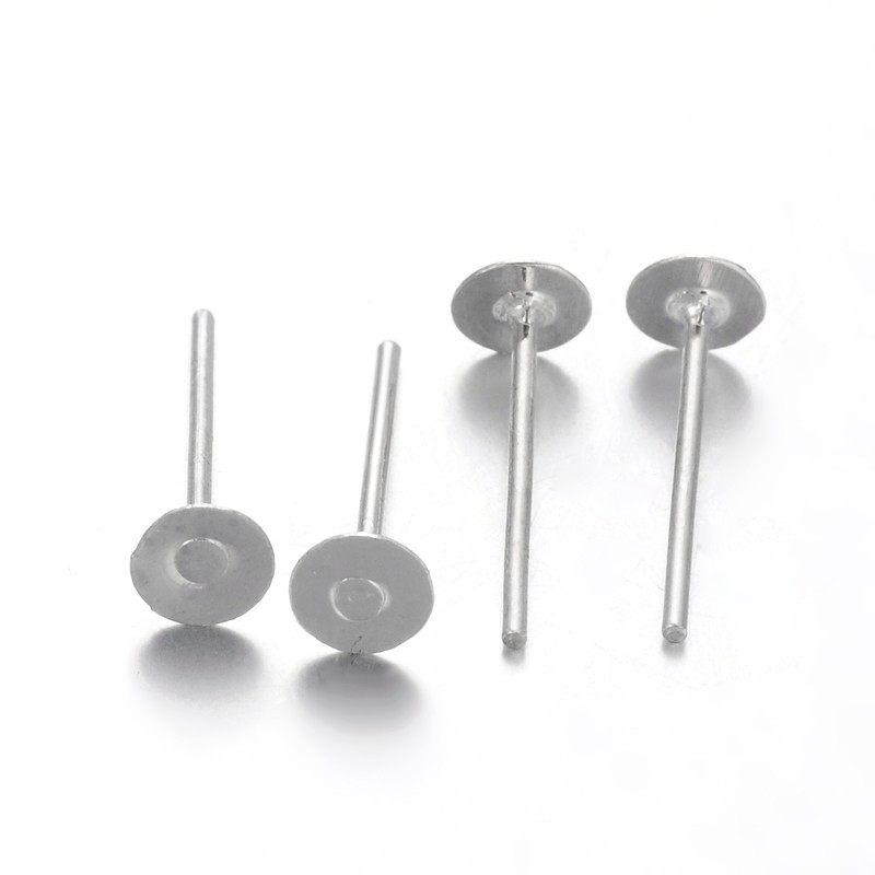 PandaHall Rack Plating Iron Ear Studs Findings, Cadmium Free & Nickel Free & Lead Free, Platinum, 12x4mm; Pin: 0.6mm Iron