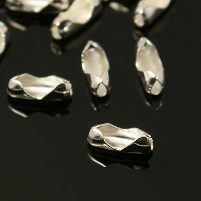 PandaHall Brass Ball Chain Connectors, Silver, 7.5x2.5mm, Hole: 0.8mm Brass Silver