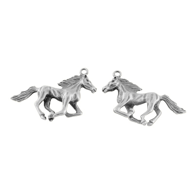 PandaHall Tibetan Style Horse Pendants, Lead Free & Nickel Free, Antique Silver, 25x44x6.5mm, Hole: 2mm Alloy Horse