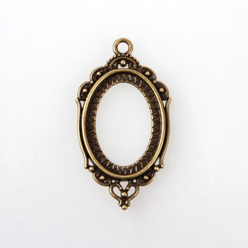 PandaHall Vintage Tibetan Style Alloy Pendant Cabochon Bezel Settings, Nickel Free, Antique Bronze, Oval Tray: 25x18mm; 42.5x23.5x2mm, Hole...