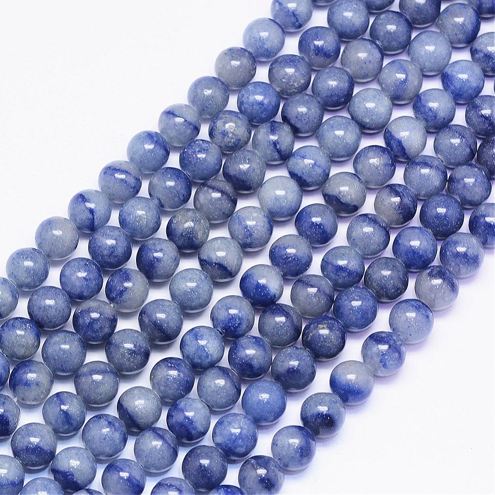 PandaHall Natural Blue Aventurine Bead Strands, Round , Blue, 8mm, Hole: 1mm; about 50pcs/strand, 15.74" Blue Aventurine Round Blue