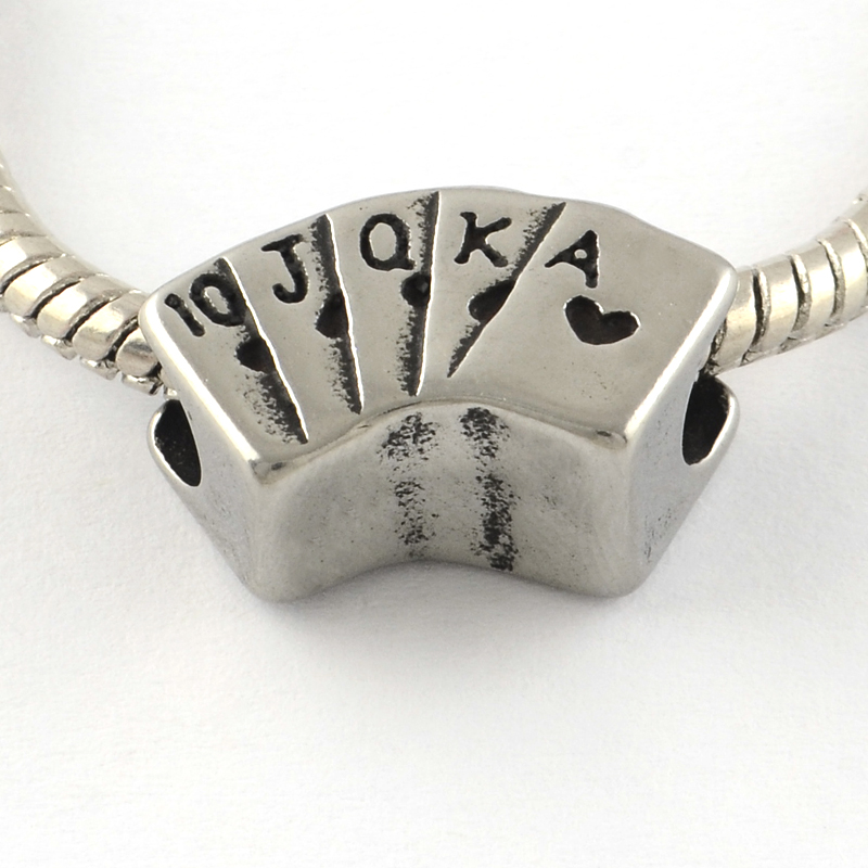 PandaHall Vintage Poker 316 Stainless Steel European Beads, Large Hole Beads, Antique Silver, 11x17.5x8mm, Hole: 5mm Stainless Steel Sports...