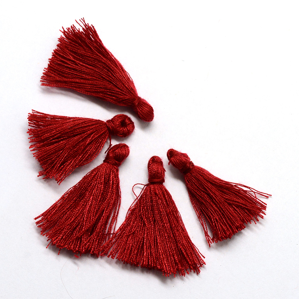 PandaHall Cotton Tassel Decorations, Pendant Decorations, FireBrick, 30mm Cotton Red