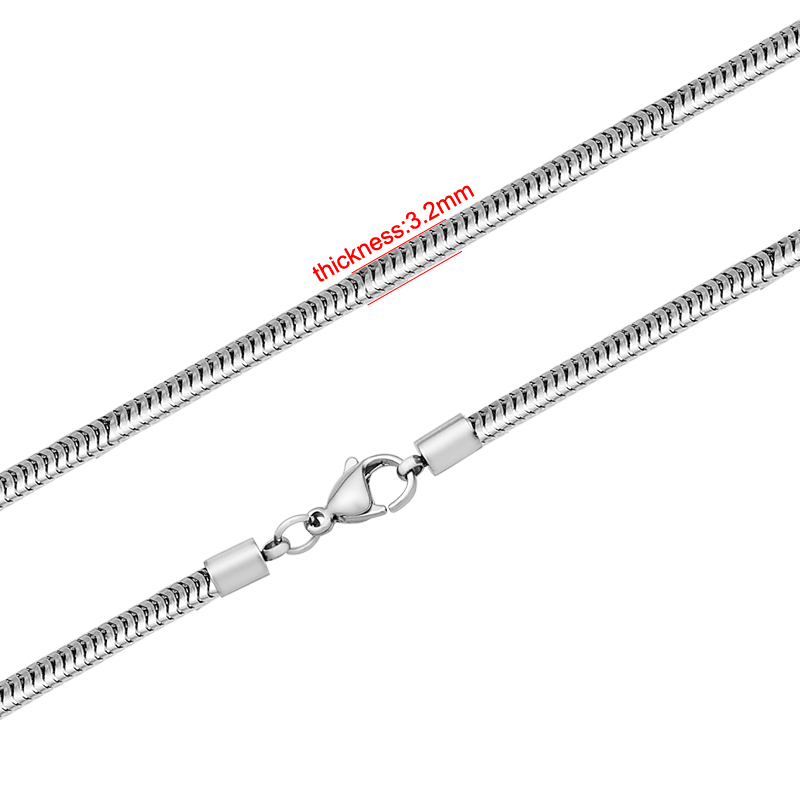 PandaHall 316 Stainless Steel Snake Chain Necklaces, with Lobster Claw Clasps, Stainless Steel Color, 15.7"(40cm); 3.2mm Stainless Steel